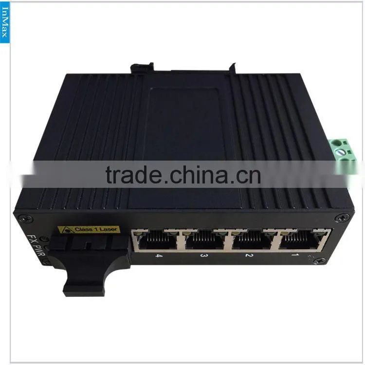 good quality 5 Port 1F+4T Industrial Fiber optical switch, 4 ports fiber optic media converter i305A