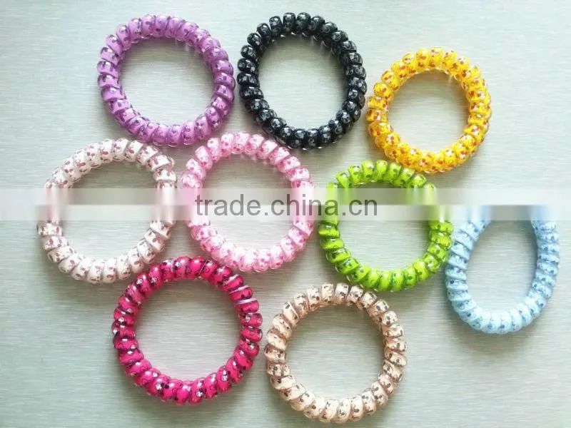 2014 new pattern elastic telephone line hair ties for kids