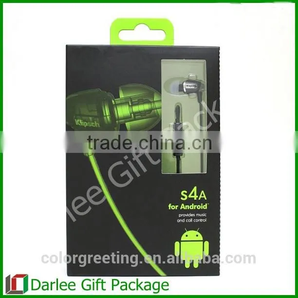 Shenzhen Manufacturer earphone packaging box with blister window