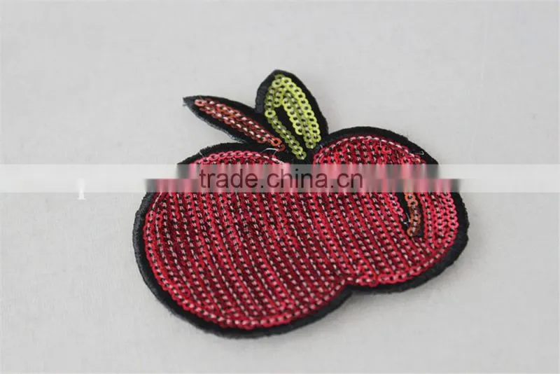 good price embroidery patch red cherry printting sew on collar for sale