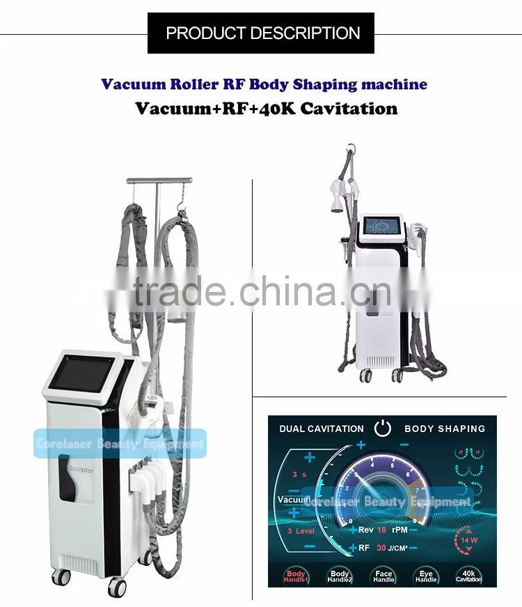 Fast fat removal machine Vacuum Roller+RF+Laser body slimming machine