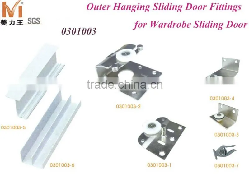 Outer Hinging Wardrobe Framless Sliding Closet Door Roller Fittings System