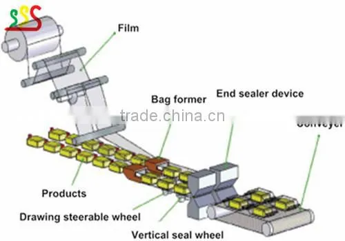 Double series automatic packaging machine for packing various solid objects