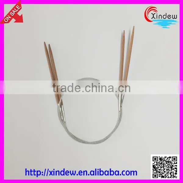 High quality Carbonized bamboo SS rope/steel wire rope circular knitting needle
