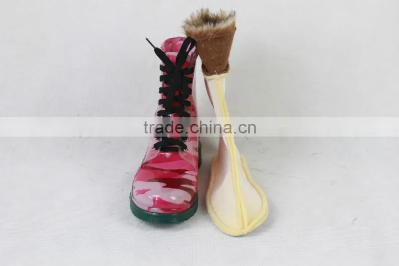 2016 Women Fashion Cheap Martens Plastic PVC Rain Boots With Shoelace