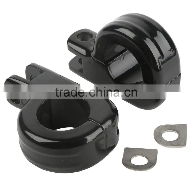 Black FootPeg Mounts for Harley 1 1/4" Engine Guard Highway Crash Bars
