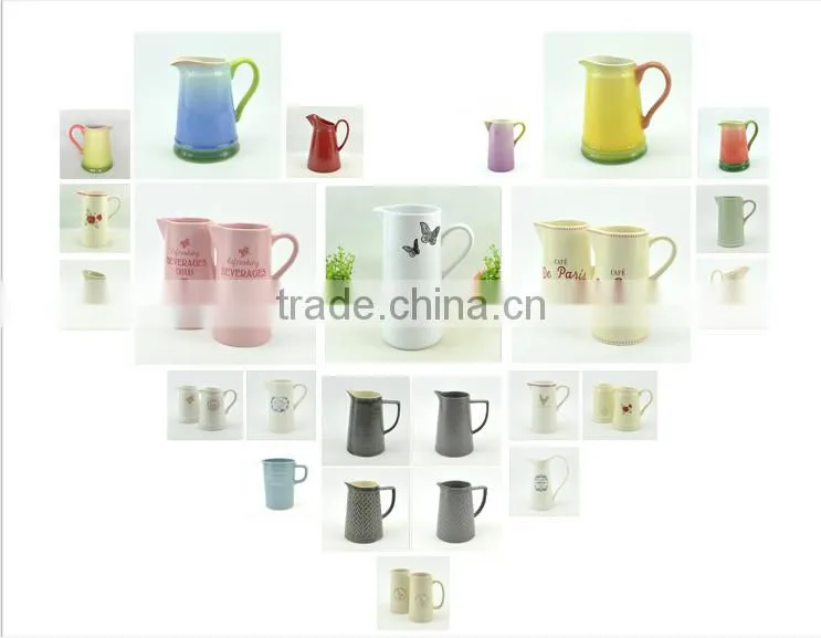 Red ceramic water jug for home or hotel