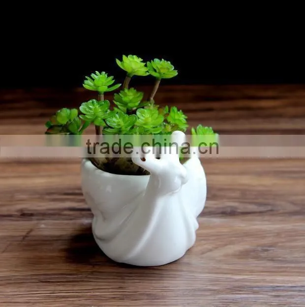 New style creative cute animal shape ceramic flower pots for succulents with hole