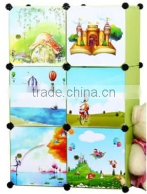 DIY 6 Cube Candy Color Plastic Storage Box for Kids Furniture Combination Cabinet