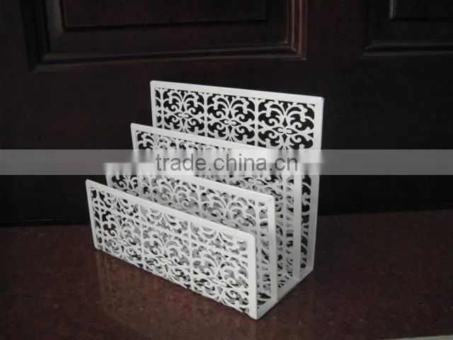 white Hollow-out decorative pattern metal wire Desk top paper organizer file folder holder office file rack office file rack