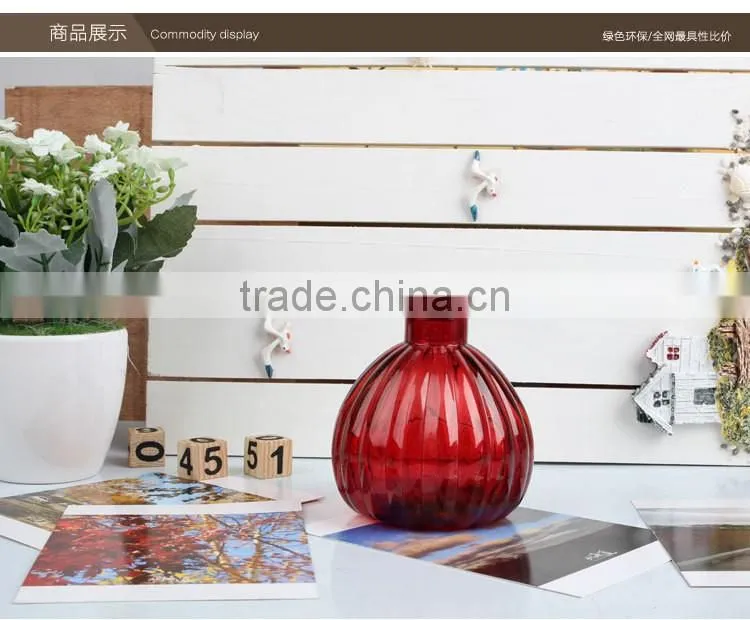 wholesale colored pumpkin shape glass vase with cork