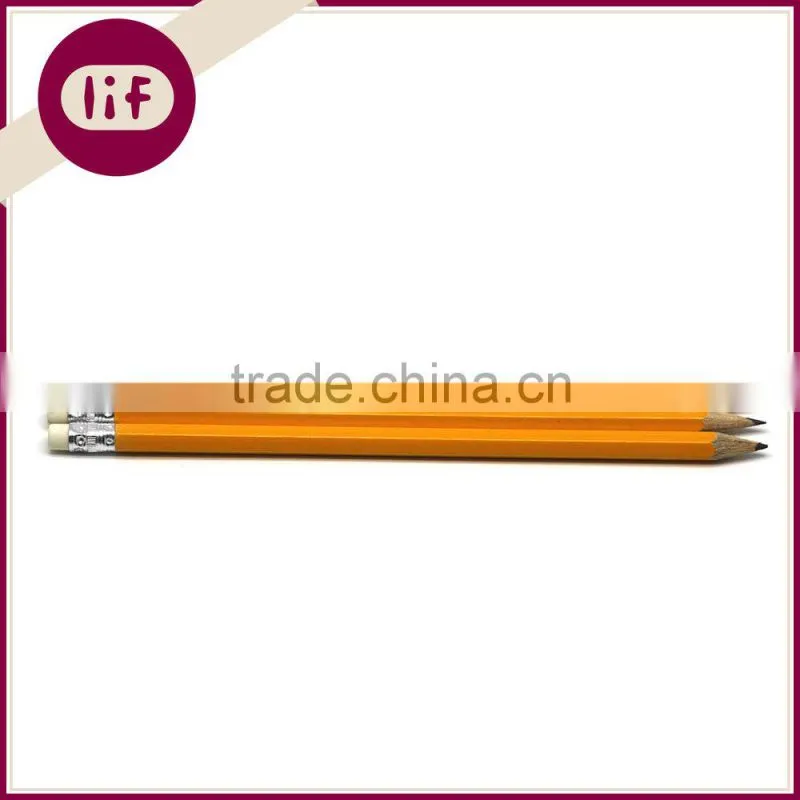 Standard Size Yellow Wooden HB Pencil Sharpened with Eraser, HB Pencil with Eraser Topper, HB Pine Pencil with Eraser