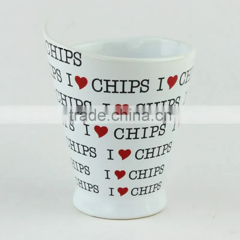 Eco-friendly Certification Ceramic chip cone cup