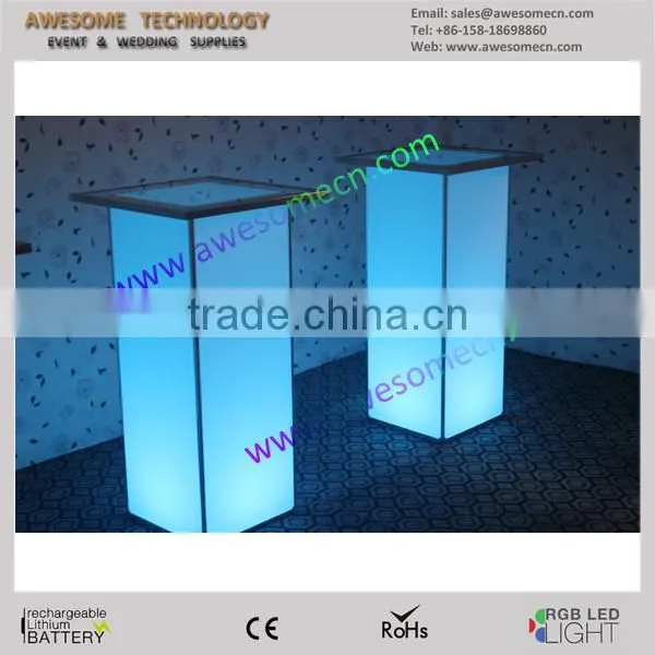 Square glow highboy cocktail table / acrylic glass cocktail table