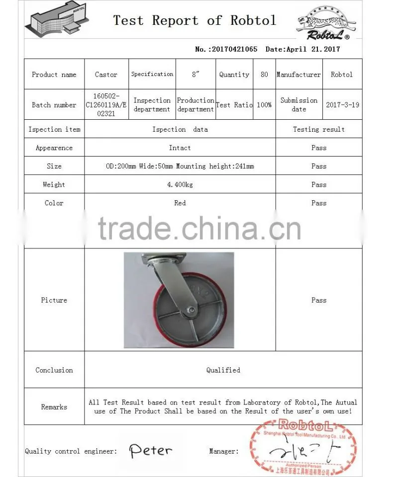 8" castor wheel caster fixed swivel brake rubber nylon pu tpr pp