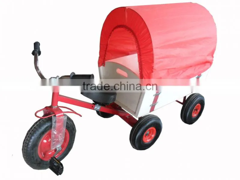 Children wooden wagon with canopy TC1803C-1
