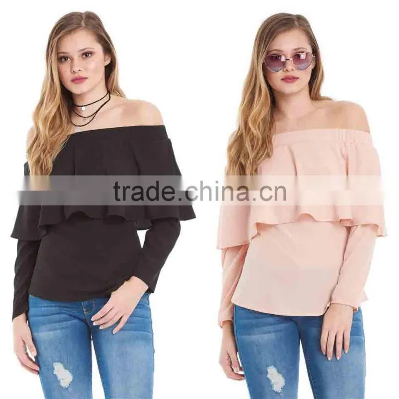 Chiffon Blouse Women Sexy Saree Blous Fashion Cheap Wholesale Custom Off the Shoulder Tops