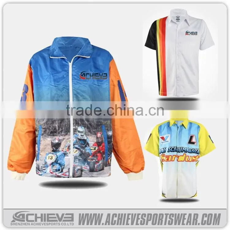 Promotional raglan long sleeve custom 100% polyester sublimated motorcycle jersey