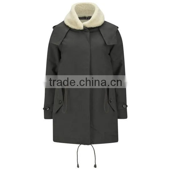 OEM faux shearling collar winter ladies parka