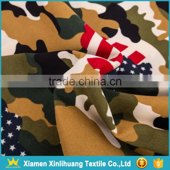 Wholesale US Military Casual Style Camo Printed Twill Poly Peach Skin Fabric