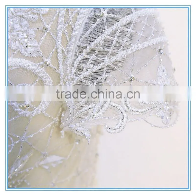 Lady short elegant style wedding embroidery beading top