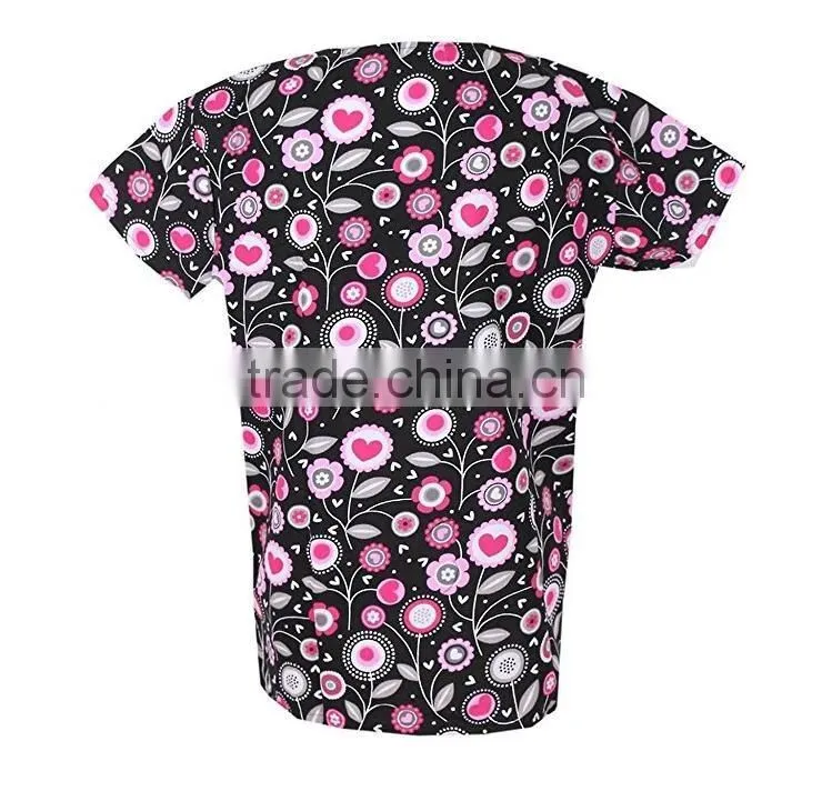 New sexy selling printed medical scrub for women mock wrap sets