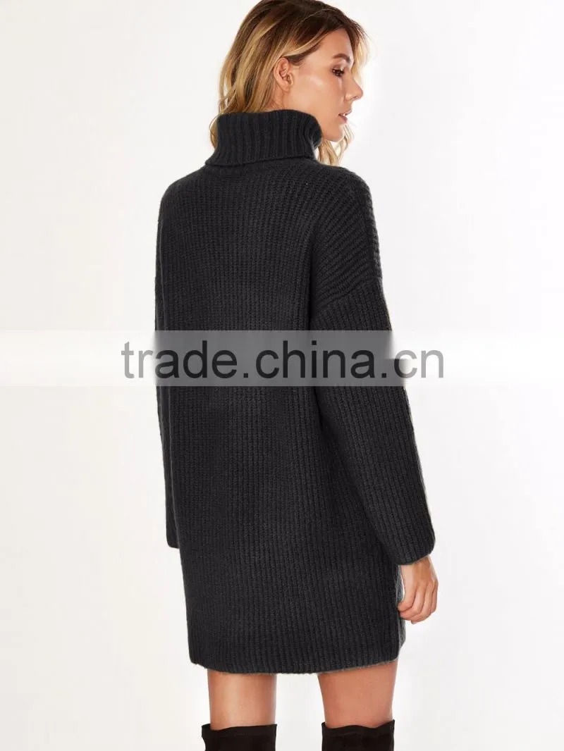 2017 New Design Turtle Neck Girls Sweater Dress