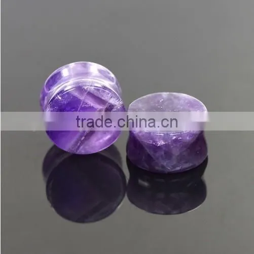 2017 Hot Amethyst Flare Plug with O Ring Natural Stone Ear Plug