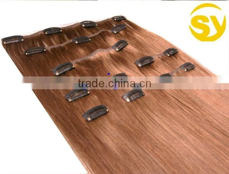 12 inch clips in human hair extensions/remy clip hair