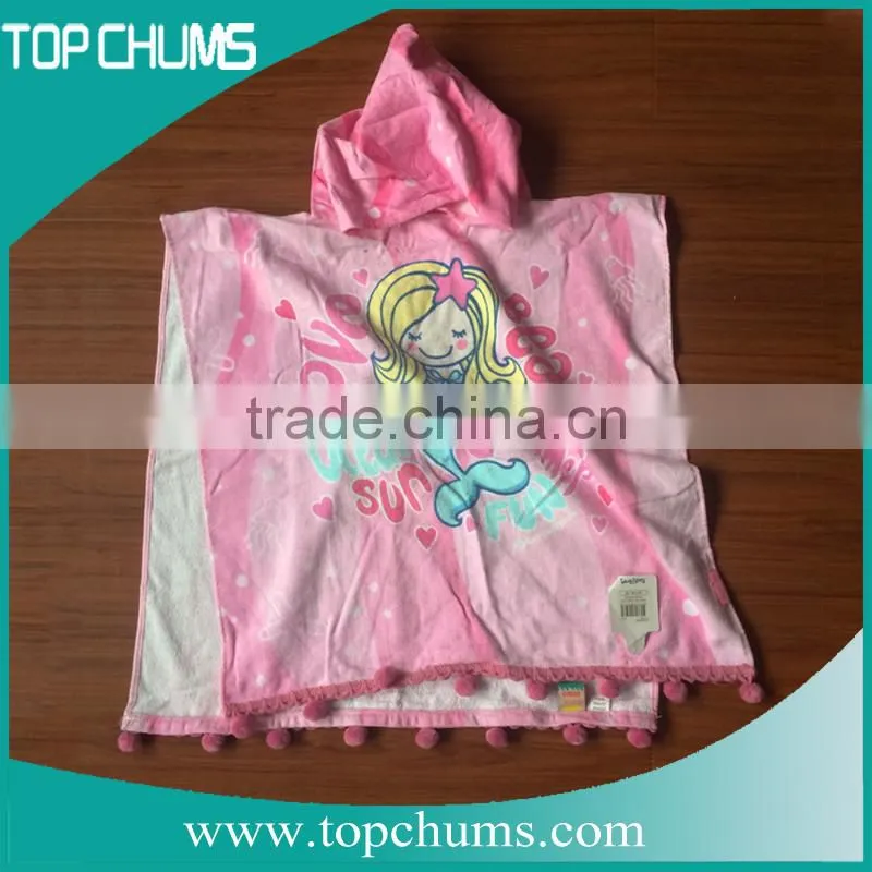 100% cotton reactive printed kids hooded towel
