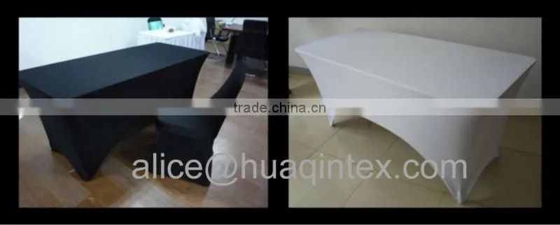 6FT Spandex Lycra Rectangle Table Cover With Open Sids To Accommodate Banquet Chairs