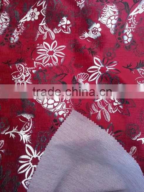 changshu new 100% polyester flock fabric with hot stamping for upholstery