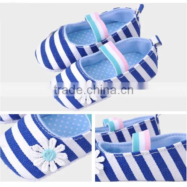 soft sole stripe pretty sun flower anti slip baby girl shoes