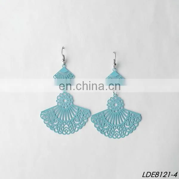 Fan painting dangle bridesmaid boho earrings
