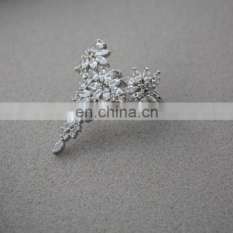 Exaggerated Feathers Zircon Ring Rhinestone Fashion Ladies Temperament Opening Ring