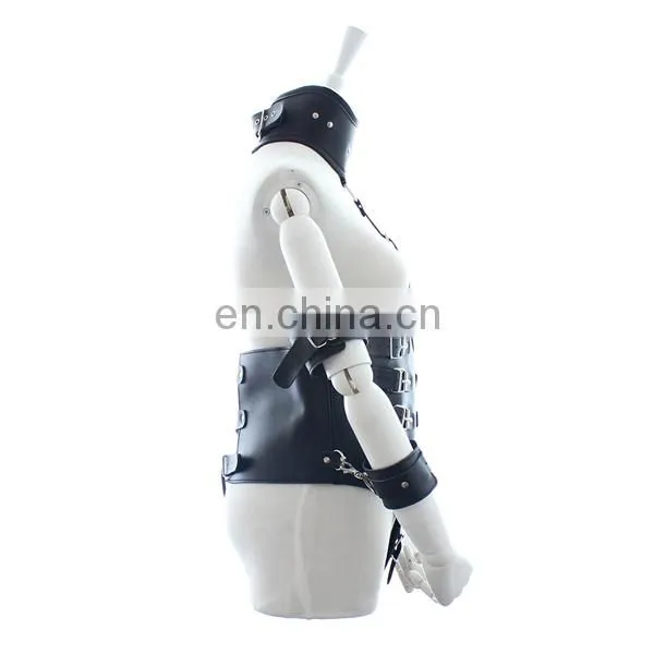 Body harness leather restraints black leather sex harness