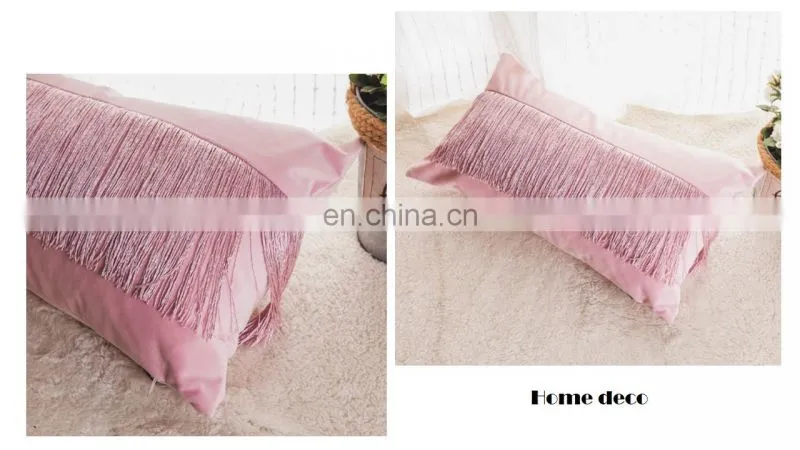 Luxury Modern 100%Polyester Velvet Pillow Cushion with Fringe Tassels for home deco