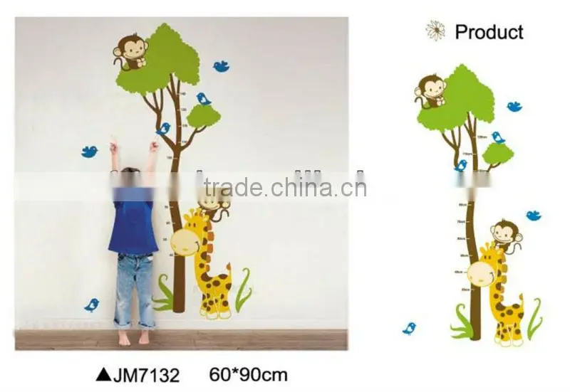 Kindergarten Room Removable Cartoon Kids Height Growth Chart Wall Sticker