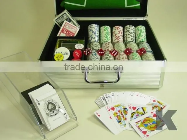 round corner 100pcs poker chip set aluminum case with 100 chips and cards
