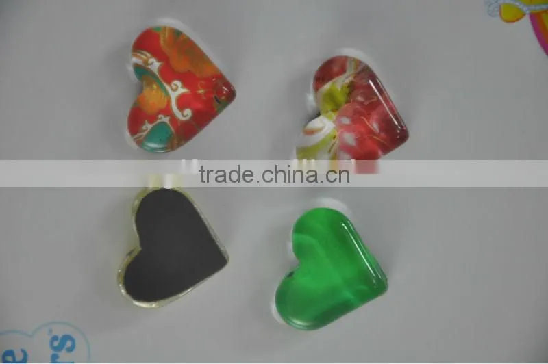 heart shape glass fridge magnet, crystal magnetic sticker small heart