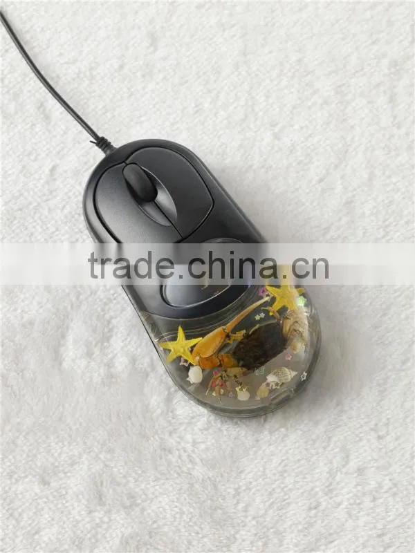 Resin Clear black real red Rose embedded decorative Wired Computer Mouse