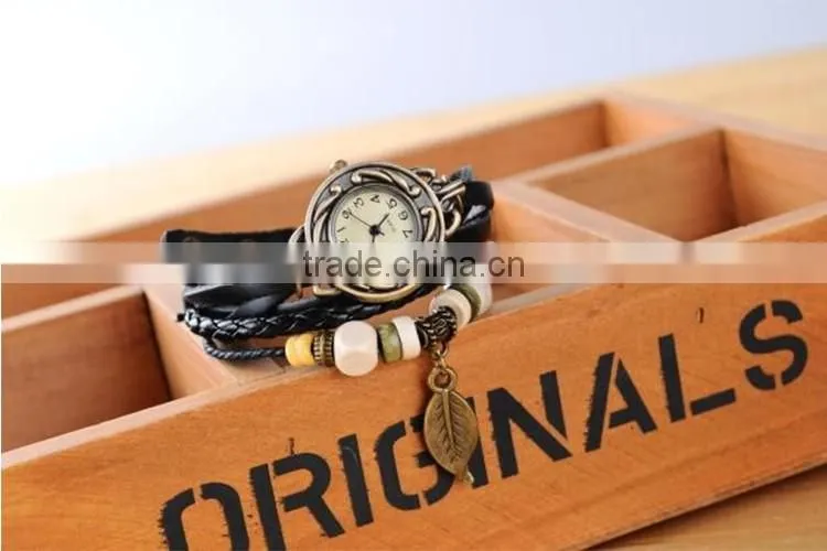 Cheap Leather Strap Quartz Watch Vintage Lady Wrist Watch Women