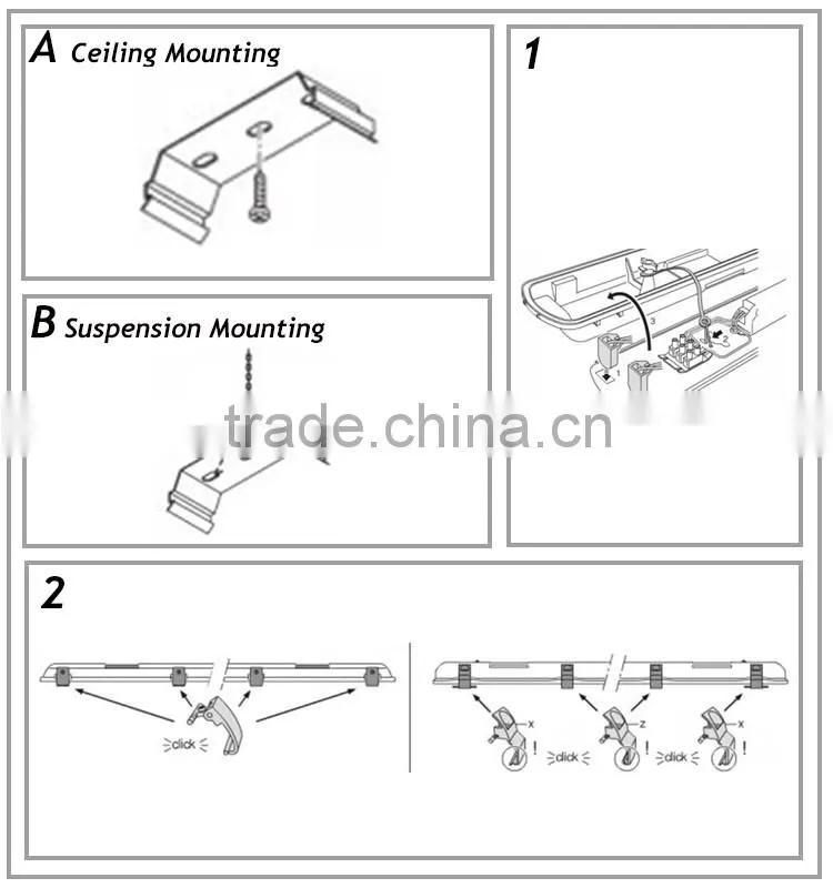 led tube light make in china high quality ce rohs water resistant light fixtures