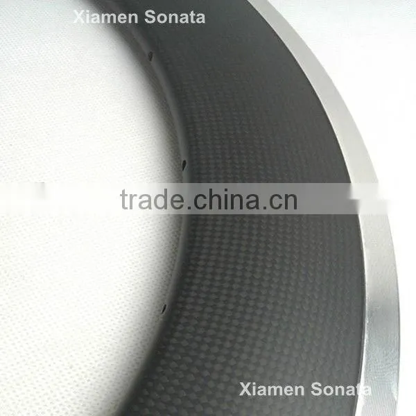 Sonata carbon road bike alloy wheels 60mm clincher aluminum rim with alloy braking surface 3K matte