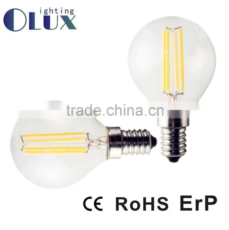 360degree LED lighting E27/B22/E14/B15 AC100-140V/AC220-240V G45 led filament bulb Glass body G45 led globe lighting