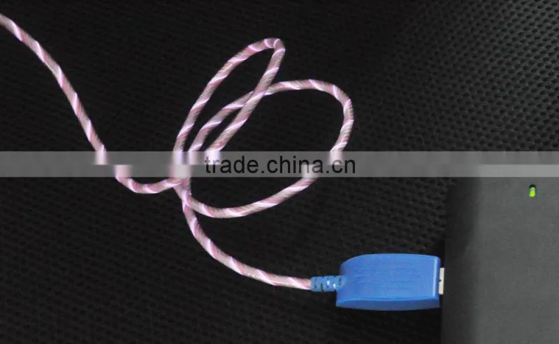 2015 hot selling Micro USB Data Cable with LED light for Iphone/Ipad