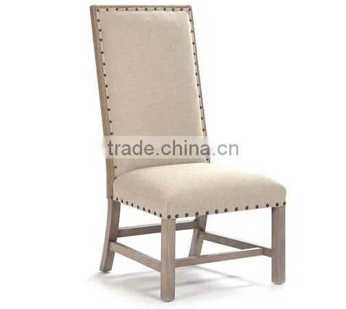 Classic Wooden Fabric Chair armless dining chair with high back