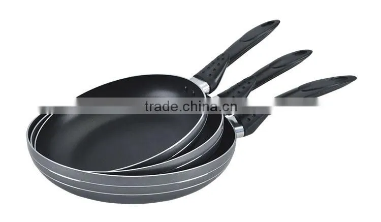 3pcs Aluminum cheap frypan set with induction base