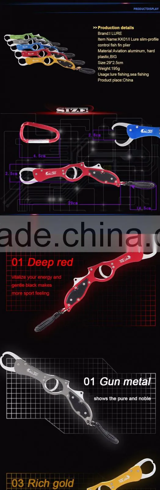 2016 wholesales price slim proflie aluminium grip fishing pliers