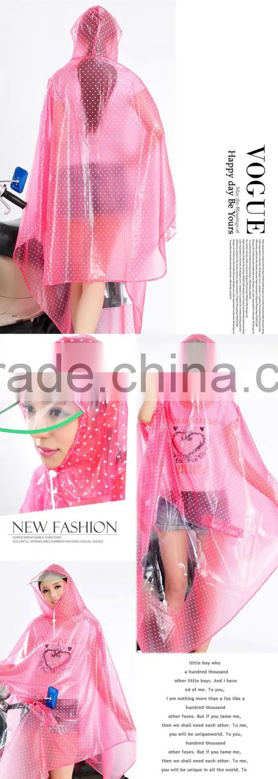Bicycle large transparent brim thickened transparent fashion raincoat and increase